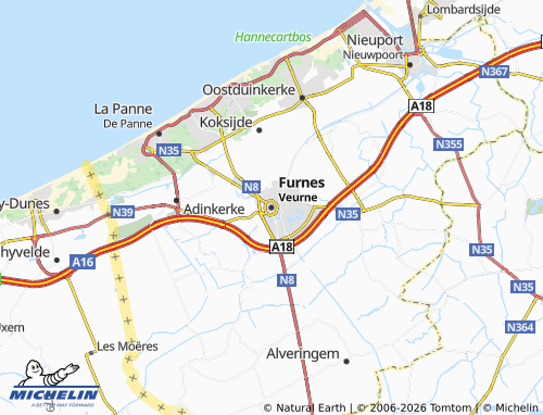MICHELIN Veurne map - ViaMichelin