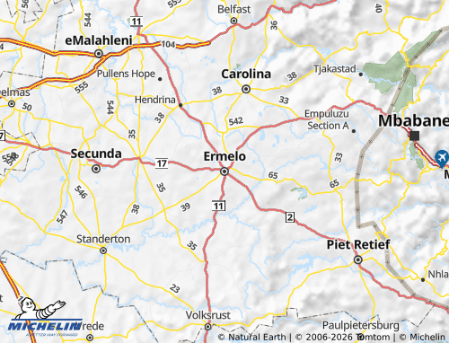 Mapa MICHELIN Gert Sibande - ViaMichelin