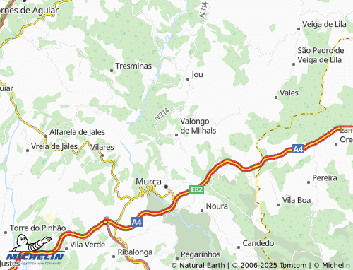 MICHELIN Valongo de Milhais map - ViaMichelin