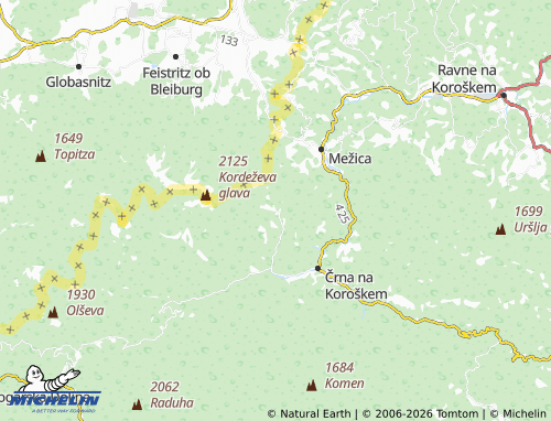 MICHELIN Podpeca map - ViaMichelin