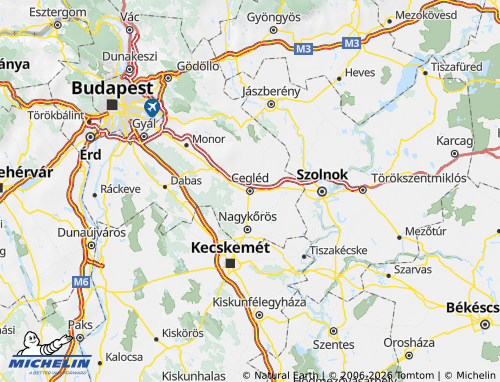 MICHELIN Ceglédi járás map - ViaMichelin