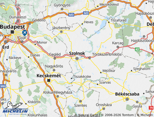 Mappa MICHELIN Szolnoki járás - ViaMichelin