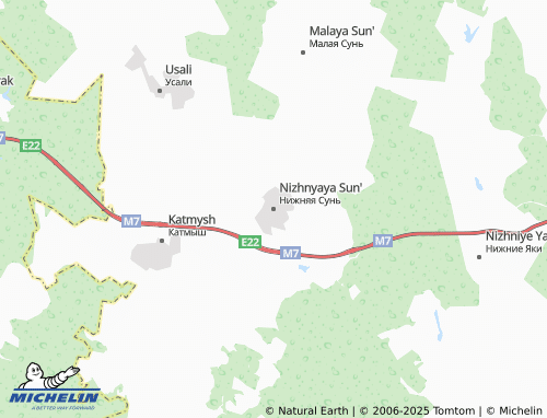 Mapa MICHELIN Nizhnyaya Sun' - ViaMichelin