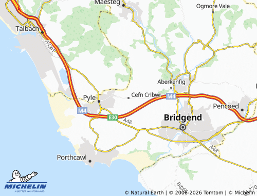 Mappa MICHELIN Cefn Cribwr - ViaMichelin