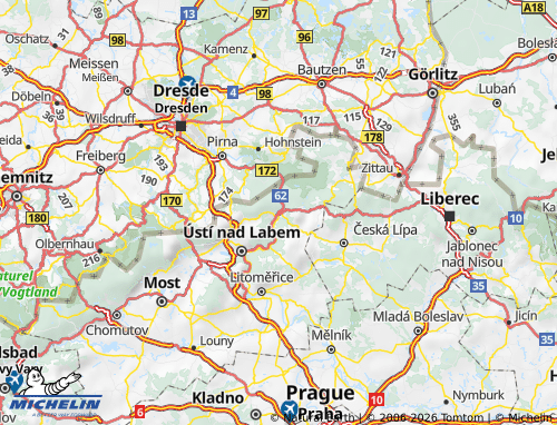 Kaart MICHELIN Děčín - ViaMichelin