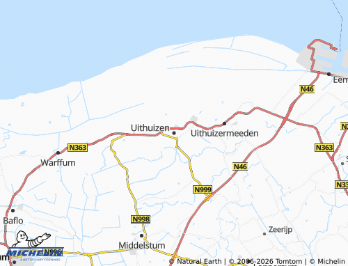 Kaart MICHELIN Uithuizen - ViaMichelin