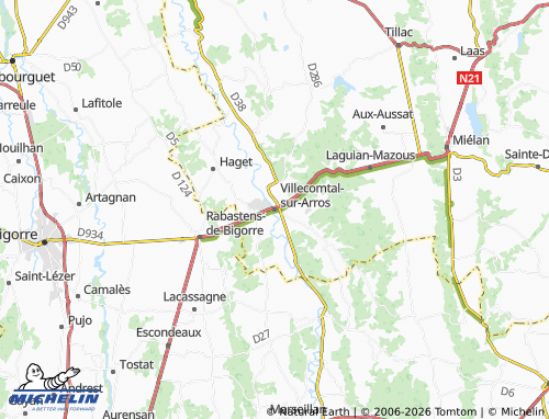 Mapa MICHELIN Villecomtal-sur-Arros - ViaMichelin