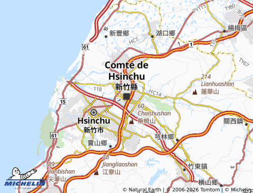Mapa MICHELIN Condado de Hsinchu - ViaMichelin
