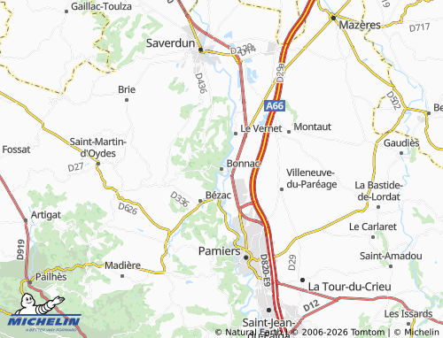MICHELIN Bonnac map - ViaMichelin