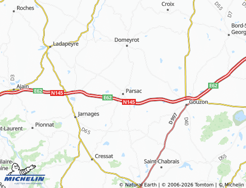 Mapa MICHELIN Parsac-Rimondeix - ViaMichelin