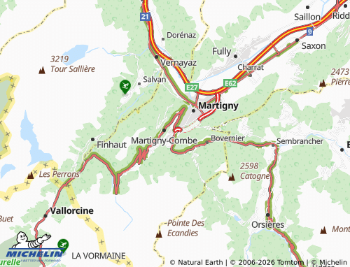 Carte MICHELIN Martigny-Croix - ViaMichelin