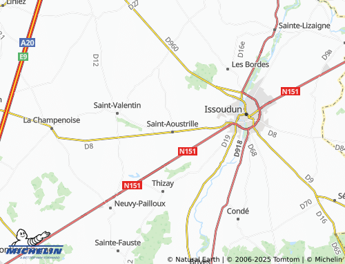 MICHELIN Saint-Aoustrille map - ViaMichelin