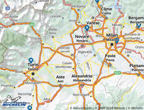 Mappa MICHELIN Vercelli - ViaMichelin