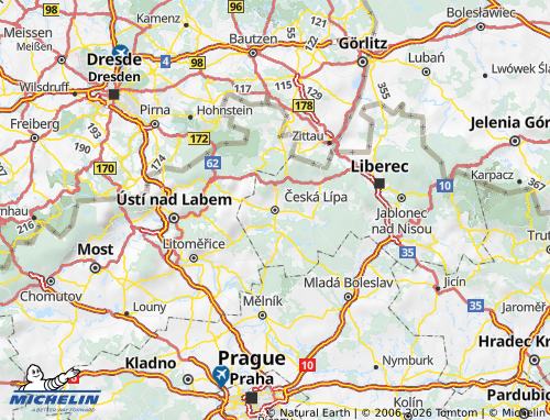 MICHELIN Česká Lípa map - ViaMichelin
