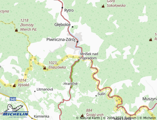 MICHELIN Mníšek nad Popradom map - ViaMichelin