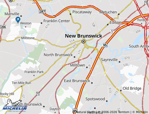 Carte MICHELIN North Brunswick - ViaMichelin