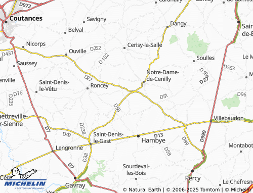 MICHELIN Saint-Martin-de-Cenilly map - ViaMichelin