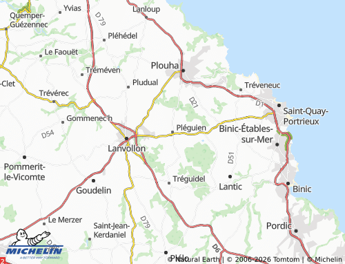 MICHELIN Pléguien map - ViaMichelin