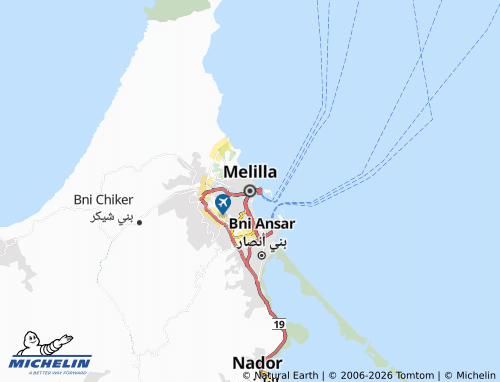 Mappa MICHELIN Melilla - ViaMichelin