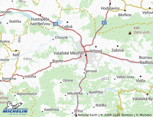 Mapa MICHELIN Poličná - ViaMichelin