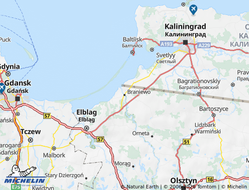 MICHELIN Braniewski map - ViaMichelin