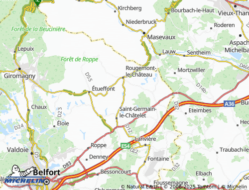 Mappa MICHELIN Romagny-sous-Rougemont - ViaMichelin