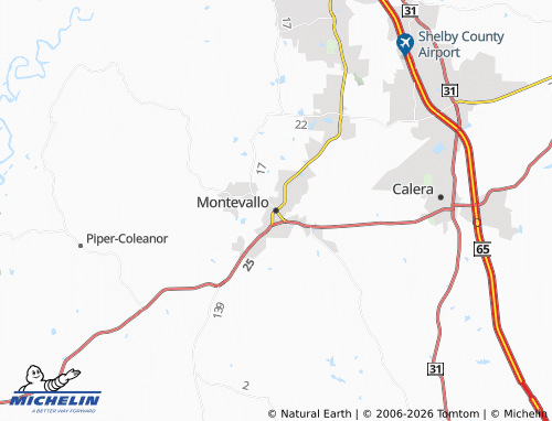 Carte MICHELIN Montevallo - ViaMichelin
