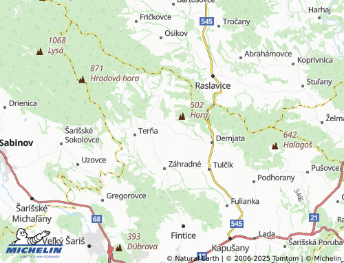 MICHELIN Veľký Slivník map - ViaMichelin