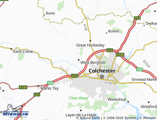 MICHELIN West Bergholt map - ViaMichelin