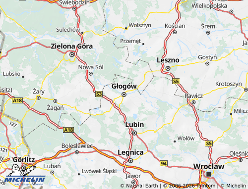 Mapa MICHELIN Głogowski - ViaMichelin