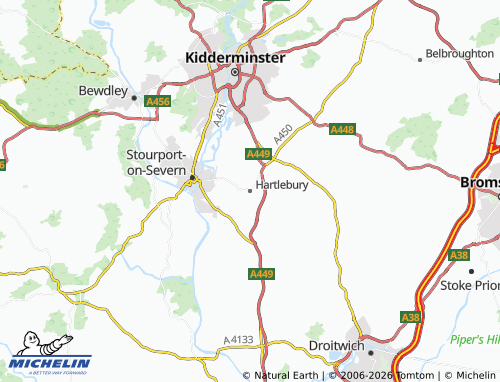Carte MICHELIN Hartlebury - ViaMichelin