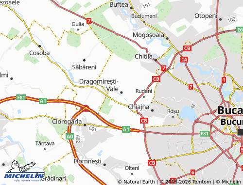 Mappa MICHELIN Dragomirești-Vale - ViaMichelin