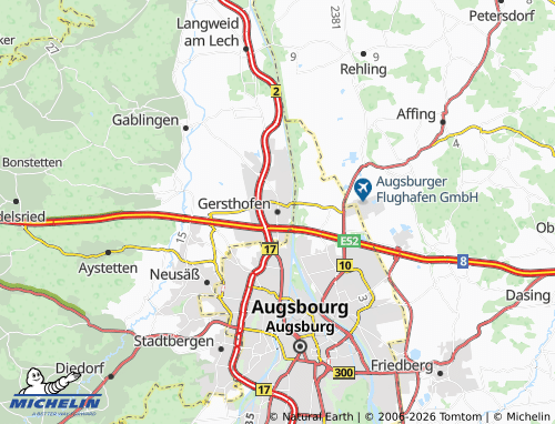 Mapa MICHELIN Gersthofen - ViaMichelin