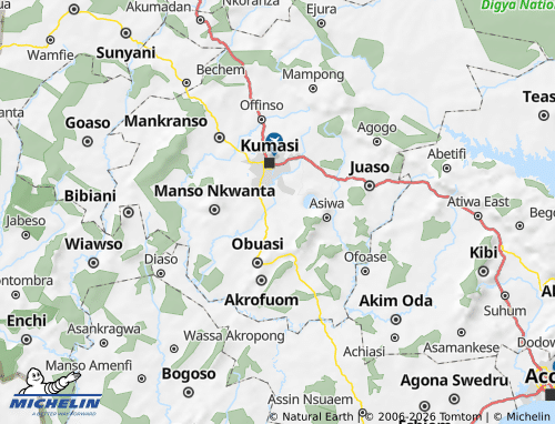 Kaart MICHELIN Asante Akim South - ViaMichelin