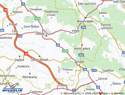 Mapa MICHELIN Ostřetín - ViaMichelin