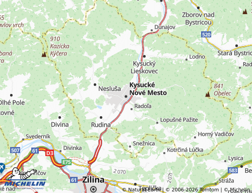 MICHELIN Kysucké Nové Mesto map - ViaMichelin
