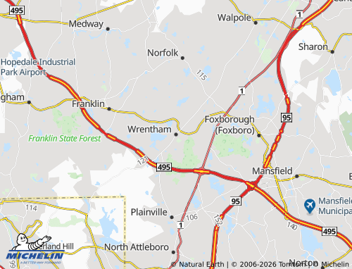 Mapa MICHELIN Wrentham - ViaMichelin