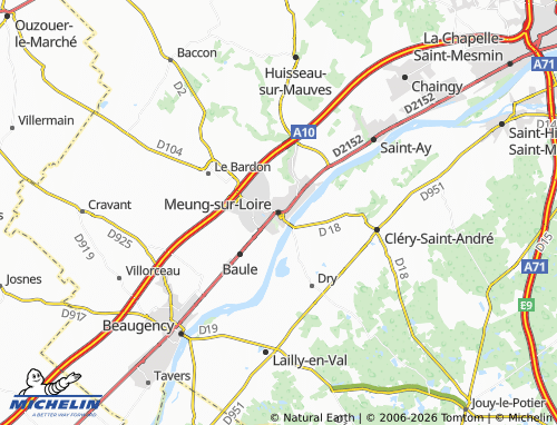 Carte MICHELIN Meung-sur-Loire - ViaMichelin