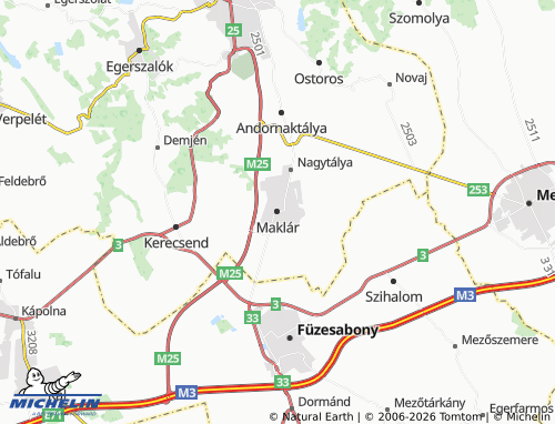 Mapa MICHELIN Maklár - ViaMichelin