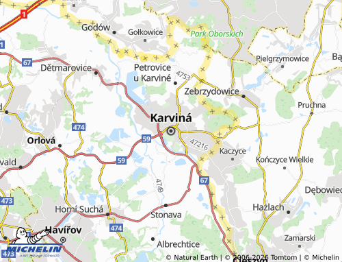 MICHELIN Karviná map - ViaMichelin