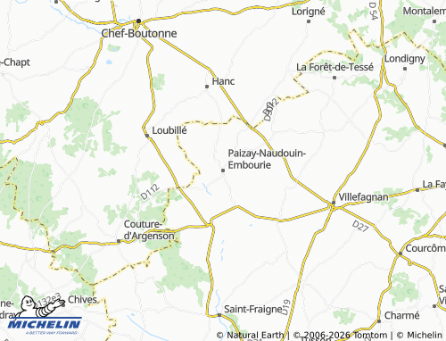 MICHELIN Paizay-Naudouin-Embourie map - ViaMichelin