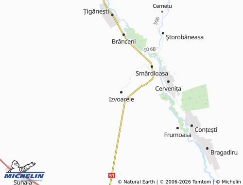 MICHELIN Izvoarele map - ViaMichelin