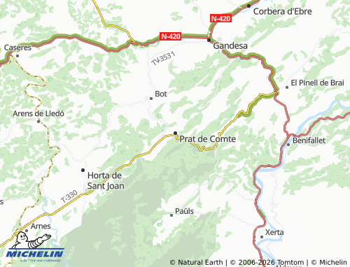 Carte MICHELIN Prat de Comte - ViaMichelin