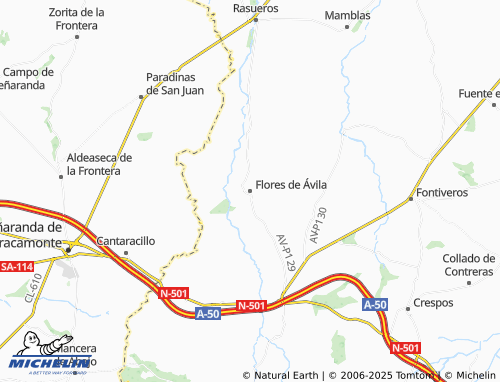 MICHELIN Flores de Ávila map - ViaMichelin
