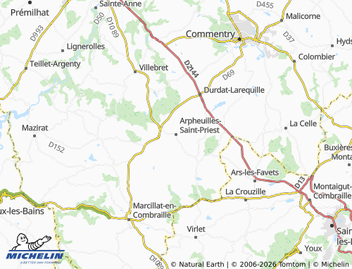 Carte MICHELIN Arpheuilles-Saint-Priest - ViaMichelin