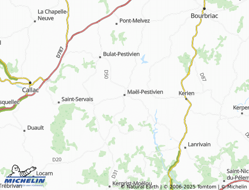 MICHELIN Maël-Pestivien map - ViaMichelin