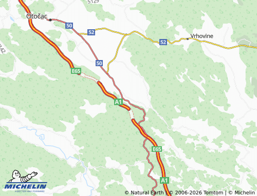 Mapa MICHELIN Brajkovici (Ličko Lešće) - ViaMichelin
