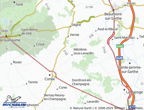 MICHELIN-Landkarte Mézières-sous-Lavardin - ViaMichelin