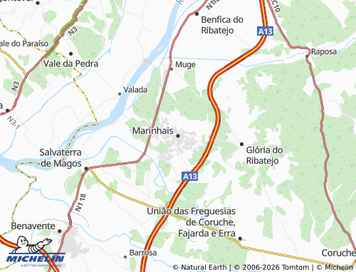 MICHELIN Marinhais map - ViaMichelin