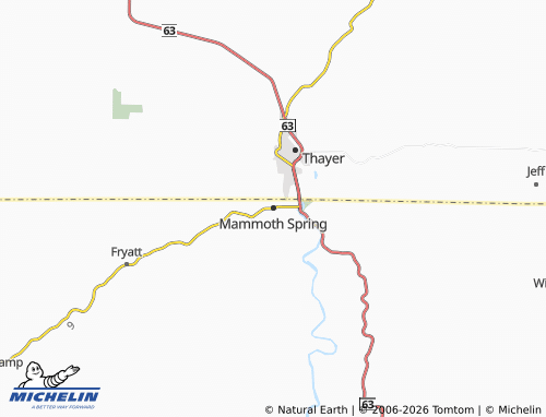 Kaart MICHELIN Mammoth Spring - ViaMichelin